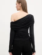 Abercrombie & Fitch Блуза в черно с изчистен дизайн KI139-5204