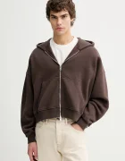 Abercrombie & Fitch Суичър мъжки в кафяво с качулка с изчистен дизайн KI122-5596-420