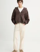 Abercrombie & Fitch Суичър мъжки в кафяво с качулка с изчистен дизайн KI122-5596-420