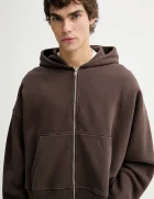 Abercrombie & Fitch Суичър мъжки в кафяво с качулка с изчистен дизайн KI122-5596-420