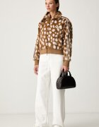 adidas Originals късо яке дамско Animal Print Firebird кафяво KT2142