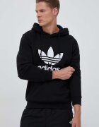 adidas Originals Памучен суичър Classics Trefoil Hoodie в черно с качулка принт IM4489