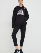 adidas Памучен суичър в черно с качулка с принт