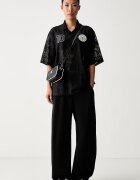 adidas спортен панталон дамски с памук Soft Lux черен с висока талия KF6248