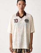 adidas тениска с яка дамска от ажур x Farm Rio бежова KR0239