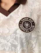 adidas тениска с яка дамска от ажур x Farm Rio бежова KR0239