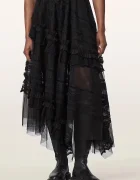 AllSaints асиметрична пола JEN черна с дантелени вложки W084RE