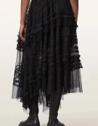 AllSaints асиметрична пола JEN черна с дантелени вложки W084RE