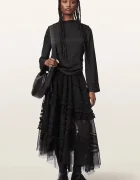 AllSaints асиметрична пола JEN черна с дантелени вложки W084RE