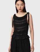 AllSaints блуза дамска от памук LOTUS черна W096PE