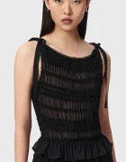 AllSaints блуза дамска от памук LOTUS черна W096PE