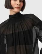 AllSaints Блуза с коприна PEARLA в черно с изчистен дизайн W027PD