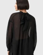 AllSaints Блуза с коприна PEARLA в черно с изчистен дизайн W027PD