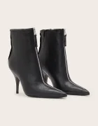 AllSaints боти с висок ток дамски от кожа Vera Zip Boot черни W030FF