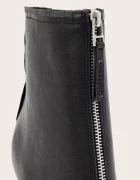 AllSaints боти с висок ток дамски от кожа Vera Zip Boot черни W030FF