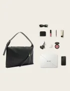 AllSaints чанта дамска от кожа ALBA черна W266XE