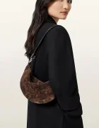 AllSaints чанта тип хобо дамска от велур LUNA кафява W681XD