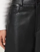 AllSaints Кожен панталон JETT в черно с широка каройка с висока талия W026TD