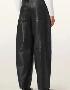 AllSaints Кожен панталон JETT в черно с широка каройка с висока талия W026TD