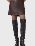 AllSaints Кожена пола RENAI в черно къса разкроена W020RB