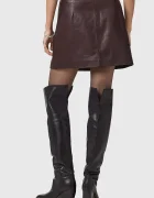 AllSaints Кожена пола RENAI в черно къса разкроена W020RB