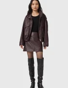 AllSaints Кожена пола RENAI в черно къса разкроена W020RB