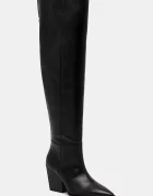 AllSaints Кожени ботуши Reina Zip Boot в черно с дебел ток W024FD
