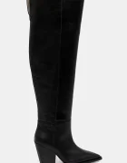 AllSaints Кожени ботуши Reina Zip Boot в черно с дебел ток W024FD