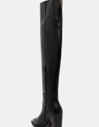 AllSaints Кожени ботуши Reina Zip Boot в черно с дебел ток W024FD