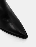 AllSaints Кожени ботуши Reina Zip Boot в черно с дебел ток W024FD