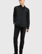 AllSaints Памучна риза HAWTHORNE LS SHIRT мъжка в черно с кройка по тялото с класическа яка M150SB
