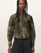 AllSaints риза дамска с лиосел CORY зелена с щампа W025PF