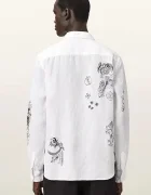 AllSaints риза мъжка от лен TERROR бяла M171SC