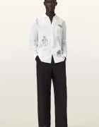 AllSaints риза мъжка от лен TERROR бяла M171SC