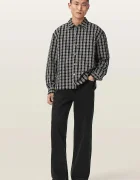 AllSaints риза мъжка от памук CASBAH черна на каре M009SF