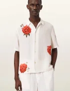 AllSaints риза мъжка с лен FLEUR бежова M108SE