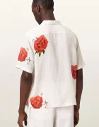 AllSaints риза мъжка с лен FLEUR бежова M108SE