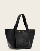 AllSaints шопинг чанта дамска от кожа ROSALIE черна W713XD