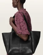 AllSaints шопинг чанта дамска от кожа ROSALIE черна W713XD