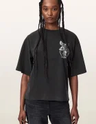 AllSaints уголемена тениска дамска от памук SERAPH AMELIE SS черна W047JF