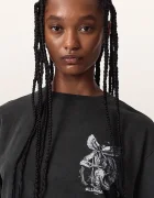 AllSaints уголемена тениска дамска от памук SERAPH AMELIE SS черна W047JF