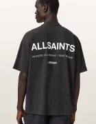 AllSaints уголемена тениска мъжка от памук BACKSTAGE SS CREW сива M033PF