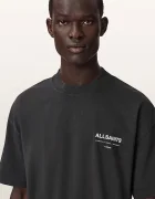 AllSaints уголемена тениска мъжка от памук BACKSTAGE SS CREW сива M033PF