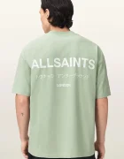 AllSaints уголемена тениска мъжка от памук MINA зелена M071PB