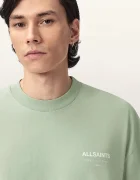 AllSaints уголемена тениска мъжка от памук MINA зелена M071PB