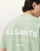 AllSaints уголемена тениска мъжка от памук MINA зелена M071PB