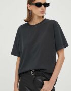 American Vintage Памучна тениска T-SHIRT DROIT MC COL ROND в сиво FIZ02AH23
