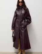 Answear.LAB палто дамско от кожа бордо