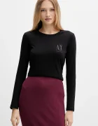 Armani Exchange Памучна блуза с дълги ръкави в черно XW001450 AF10356