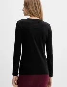 Armani Exchange Памучна блуза с дълги ръкави в черно XW001450 AF10356